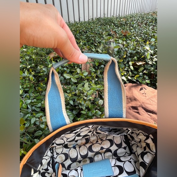 Coach Hampton 1941 Ladybug Blue Black Nylon
Leather Trim Mini Tote Bag - Picture 3 of 11